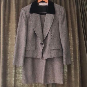 Black Velvet and Herringbone Evan Picone Suit